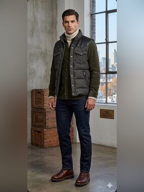 Penfield USA Collection STAPLETON WEED Black Tweed Down Vest Size
Small